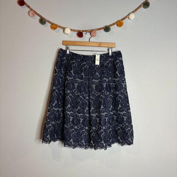 NWT Talbots navy blue lacy A-Line skirt - Picture 1 of 5
